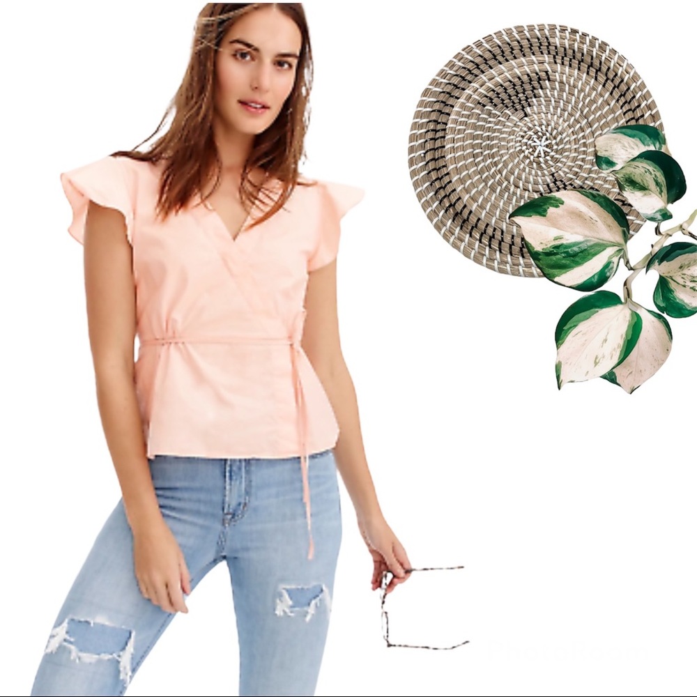 NWT JCrew Flutter Sleeve Wrap Top.
